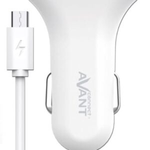 Carregador Isqueiro AV1113B Duplo USB + Cabo Micro USB (Branco) - AVANTCONNECT