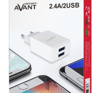 Carregador AV1157 USB 2 portas + Cabo Tipo C (Branco) - AVANTCONNECT