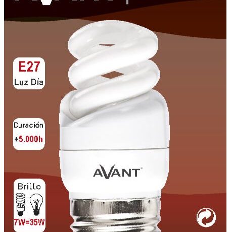 Lâmpada Espiral 7W E27 6400K 7Mm - AVANTCONNECT