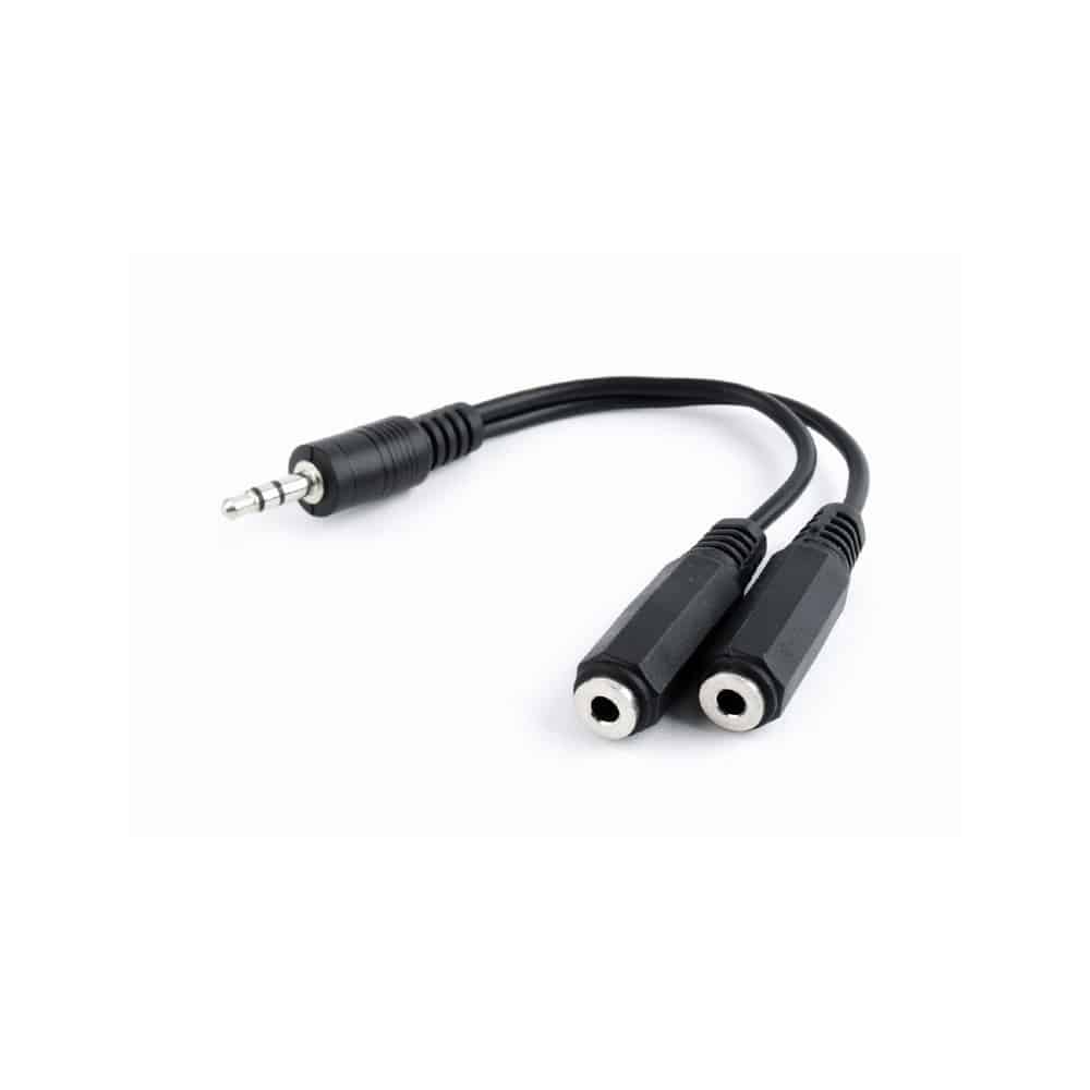 Adaptador 3.5mm p/ 2saidas para som com 10Cm Preto