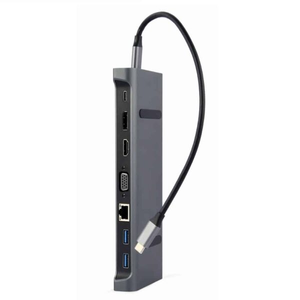 Adaptador - Docking Station Type-C 9IN1 Hub 3xUsb3.0 4K Hdmi Vga Display Port Audio Gigabit lan Type-C PD