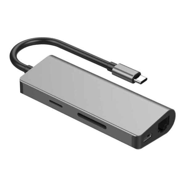 Adaptador - Docking Station Gembird Type-C 5IN1 2*USB HDMI 4K Gigabit Lan Leitor Cartoes e Usb TypeC PD