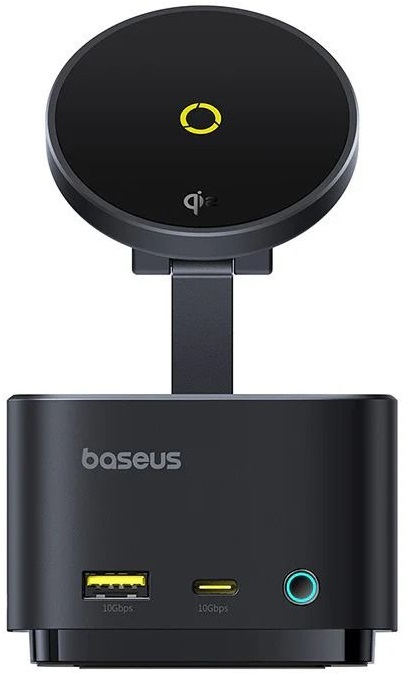Hub USB-C 7-EM-1 MagPro Series II c/ Carregamento Magnético Qi2 15W (Preto) - BASEUS