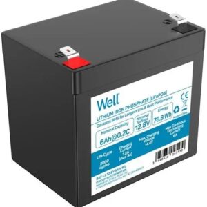 Bateria de L?tio LiFePO4 12,8V 6Ah 76.8Wh - WELL