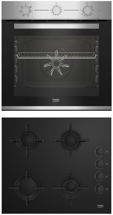 Conjunto Forno Elétrico 66L + Placa Gás 4 Bocas (Inox) - BEKO