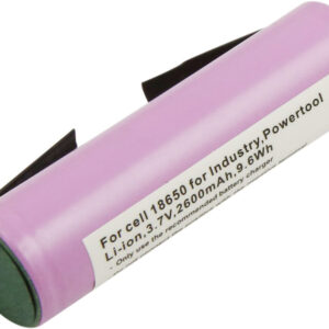 Bateria 18650 p/ Indústria 3,7V 2600mAh c/ Terminais de Solda Tipo U