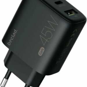 Carregador GaN Fast Charger 45W USB-C + USB-A (Preto) - BECLAD