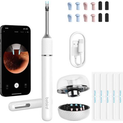 Otoscópio Note 5 Pro c/ Câmara p/ Limpeza de Ouvidos (Branco) - BEBIRD