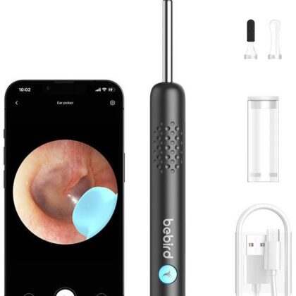 Otoscópio R1 c/ Câmara p/ Limpeza de Ouvidos (Preto) - BEBIRD