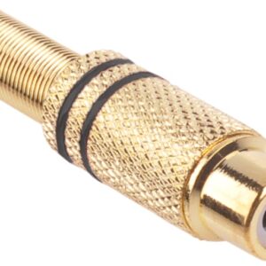 Ficha RCA F?mea Banho de Ouro (Cabo ?0,6mm) - Preto