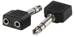 Ficha Adaptadora Stereo Jack 6,5mm Macho - 2x Jack 3,5mm Femea