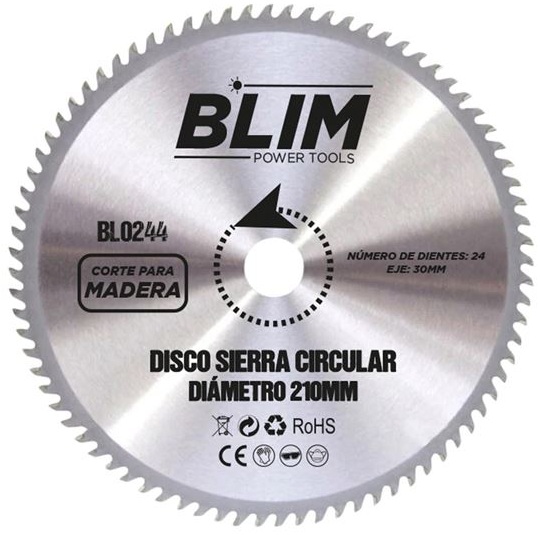 Disco de Corte de Madeira (210mm) p/ Serras Circulares - BLIM