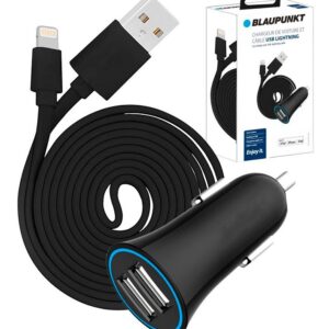 Carregador de Isqueiro BLP0217 5V/2.4A + Cabo Lightning (Preto) - BLAUPUNKT