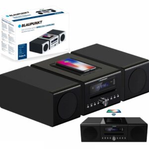 R?dio Port?til Hi-Fi FM 2x 20W USB/CD/BLUETOOTH BLP8800 c/ Carregador Indu??o Qi (Preto) - BLAUPUNKT