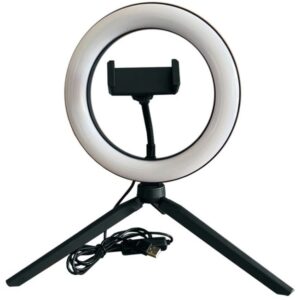 Pack Candeeiro LED 9W Dim?vel 8 + Trip? com Suporte Smartphone p/ Est?dio Fotogr?fico