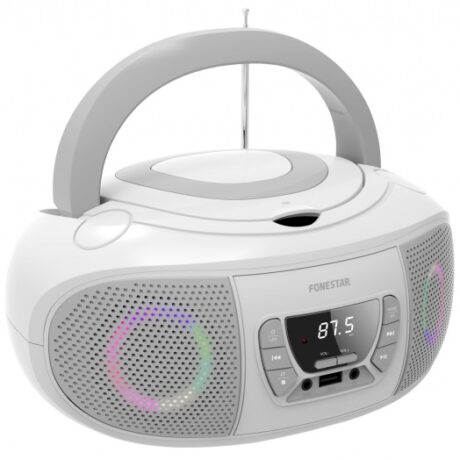 Rádio FM 2x 6.5W c/ MP3/CD/USB/Aux + Efeitos LED (Branco) - FONESTAR