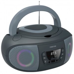 R?dio FM 2x 6.5W c/ MP3/CD/USB/Aux + Efeitos LED (Cinzento) - FONESTAR