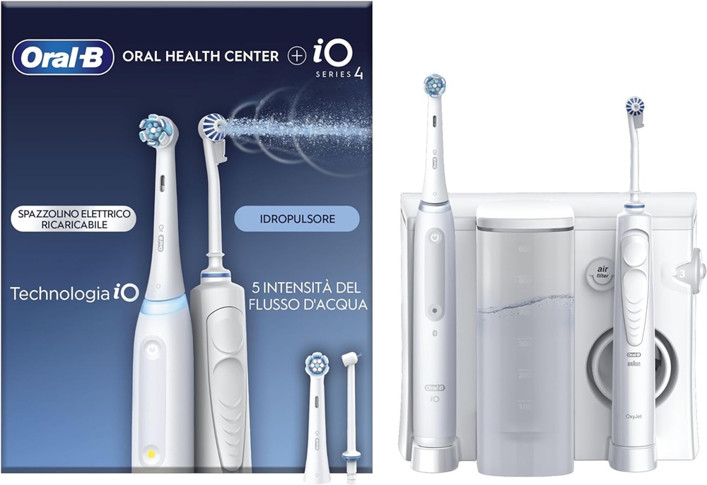 Centro Dentário Oxyjet + Escova de Dentes Elétrica iO4 (Branco) - ORAL-B