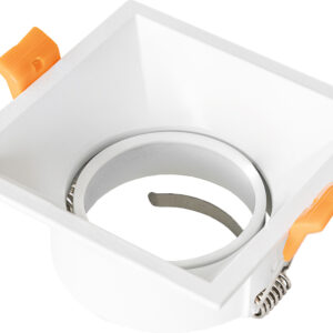 Aro Quadrado Recuado Basculante em Alum?nio Branco p/ Lampadas MR16-GU10