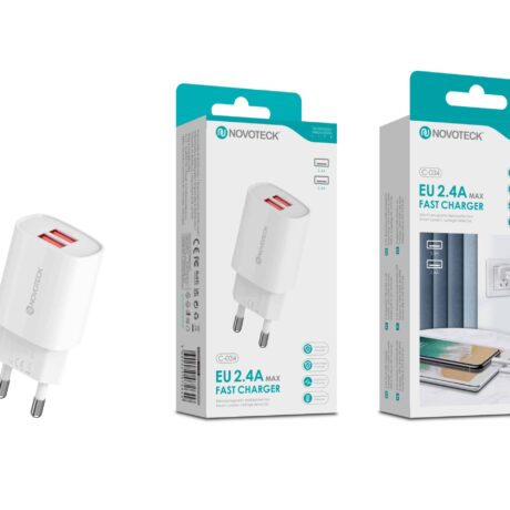 Carregador Rápido USB 2.4A com 2 USB – Modelo C-034
