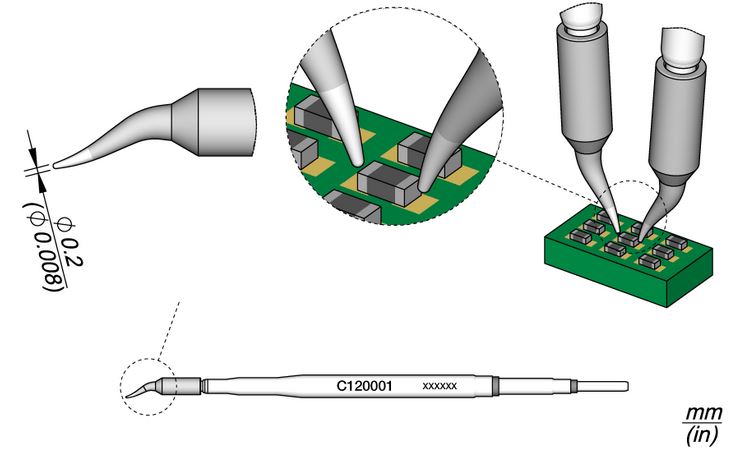 Ponta p/ Micro Pinças PA120-A (Ø 0,2mm) - JBC