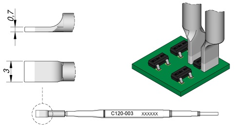 Ponta p/ Micro Pinças PA120-A (Ø 0,3mm) - JBC