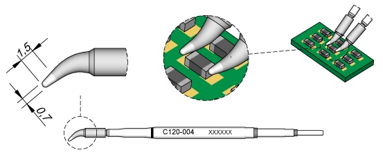 Ponta p/ Micro Pinças PA120-A (Ø 0,7mm) - JBC