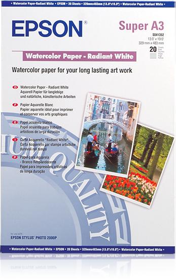 Papel p/ Impressão Aguarela A3 (20 Folhas) - EPSON
