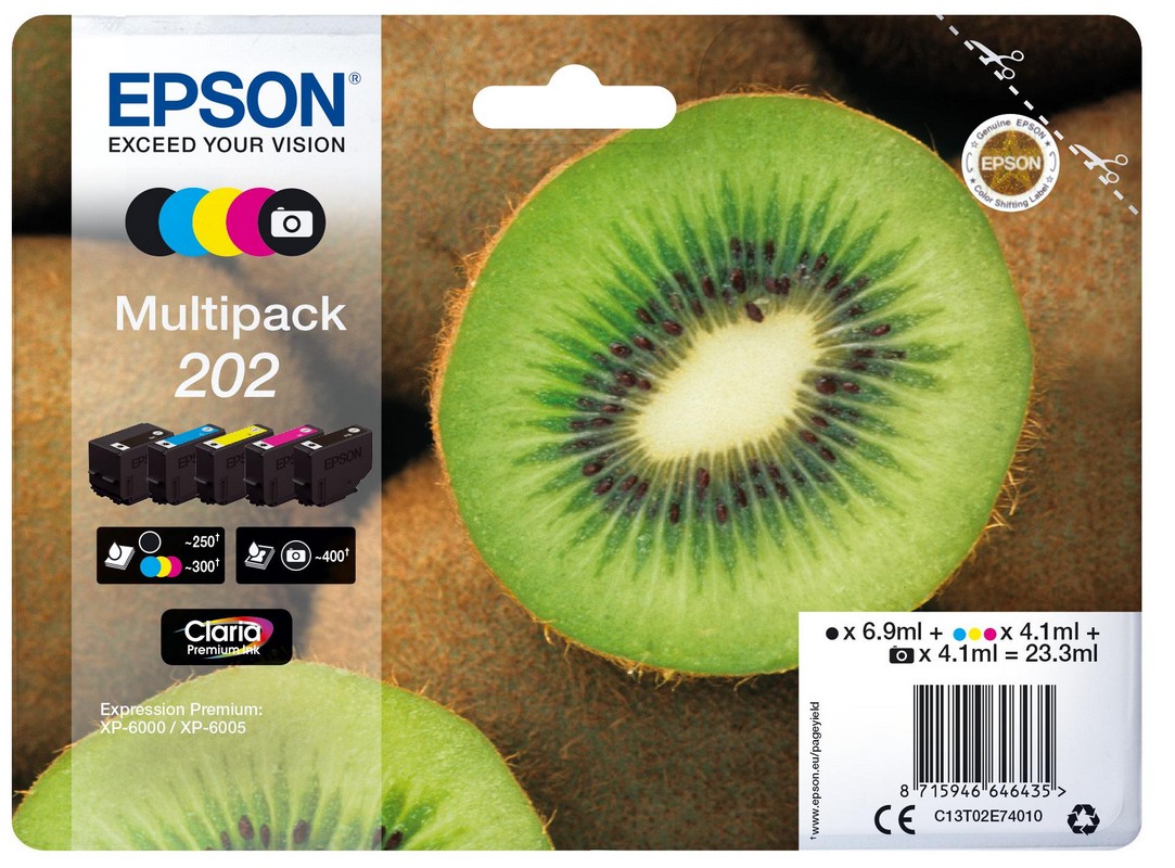 Pack 5x Tinteiros 202 Premium XP-60xx - C13T02E14010 - EPSON
