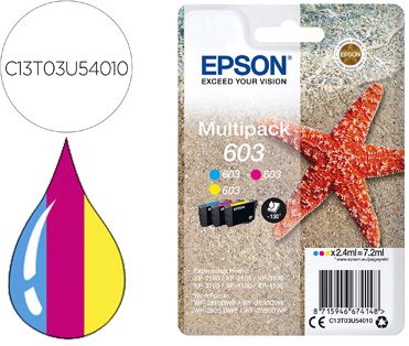 Pack 3x Tinteiros 603 XP-2100/2105/3100/4100/WF-2810/2830/2835/2850 (Azul, Magenta, Amarelo) - EPSON