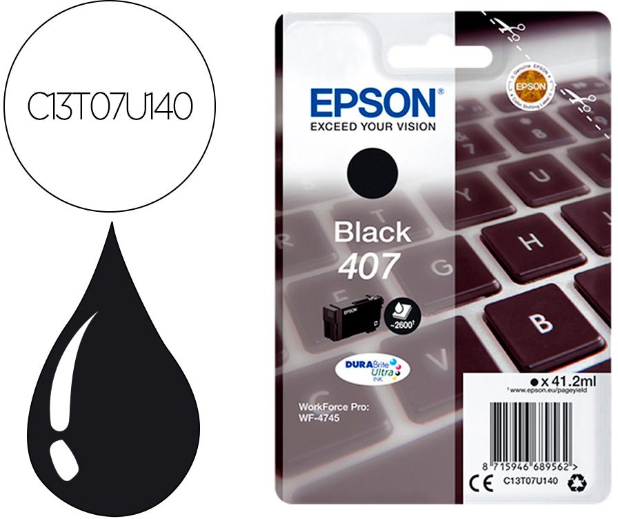 Tinteiro 407L Clavier Wf-4745 Series (Preto) - EPSON