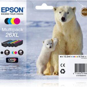 Multipack 4x Tinteiros Cores Série 26XL Urso Polar Tinta Claria Premium - EPSON