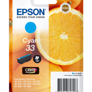 Tinteiro EPSON Serie 33 Cyan XP-530/630/635/830 - C13T33424012