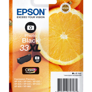 Tinteiro EPSON Serie 33XL Preto Photo XP-530/630/635/830 - C13T33614012