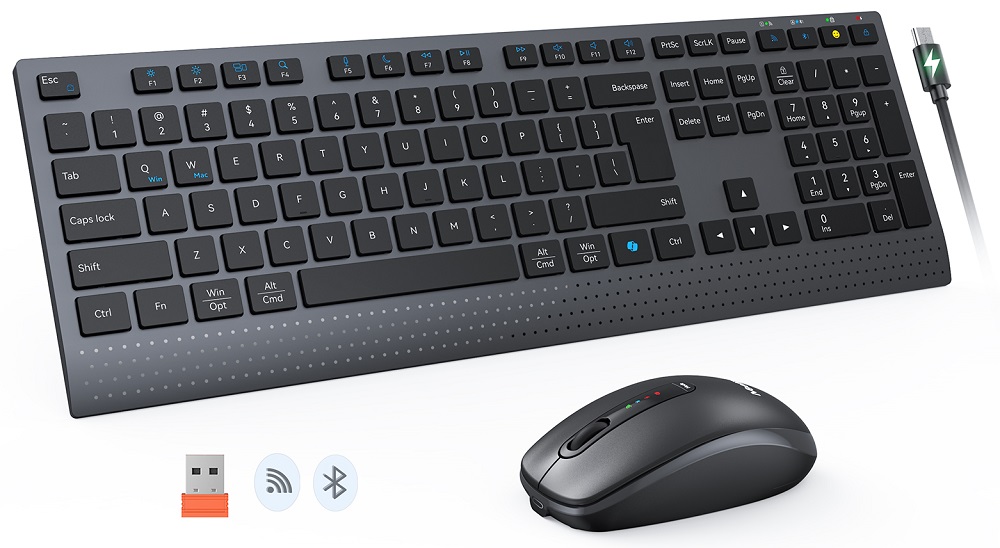 Teclado + Rato C2000 Wireless/Bluetooh PT (Cinzento) - MEETION