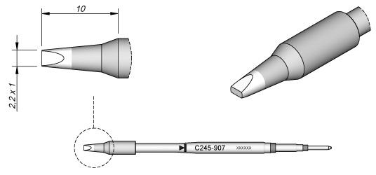 Ponta p/ Ferro Soldar Cinzel Advanced (10 x 2,2mm) - JBC