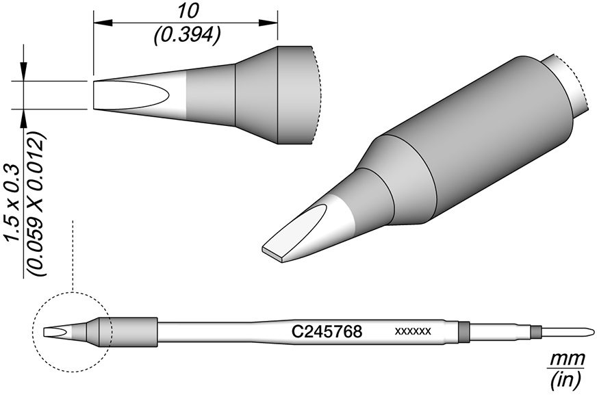 Ponta p/ Ferro Soldar Cinzel (1.5 x 0.3mm) - JBC