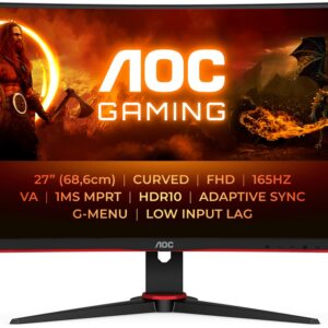Monitor Curvo Gaming VA 27 C27G2E/BK Full HD 240Hz FreeSync Premium (Preto/Vermelho) - AOC