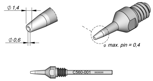 Bico Dessoldar p/ Dessoldador DR560 (Ø 0,6mm) - JBC