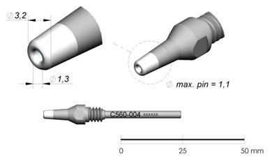 Bico Dessoldar p/ Dessoldador DR560 (Ø1,3 x Ø3,2mm) - JBC