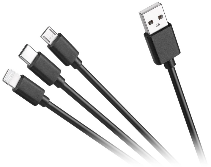 Cabo 3-EM-1 USB A Macho - LIGHTNING/microUSB/USB-C (1,2 mts)