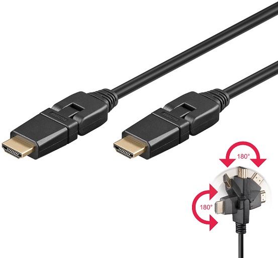 Cabo HDMI 19P M-M Dourado V1.4 Rotativo (2 mts)