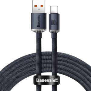Cabo Crystal Shine USB-A Macho - Cabo USB-C Macho 100W (1,2 mts) - BASEUS