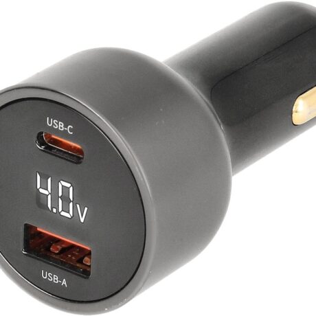 Carregador Isqueiro Duplo USB-C + USB-A 65W GaN c/ Ecrã LED - NIMO