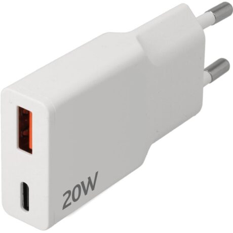 Carregador USB Duplo (1x USB-C PD/QC + 1x USB-A QC) Carregamento Rápido 20W - NIMO