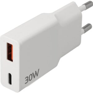Carregador USB Duplo (1x USB-C PD/QC + 1x USB-A QC) Carregamento Rápido 30W - NIMO