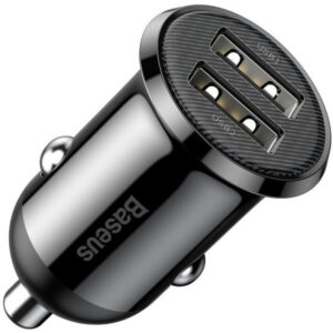 Carregador Isqueiro Duplo USB 24W (Preto) - BASEUS