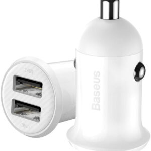 Carregador Isqueiro Duplo USB 24W (Branco) - BASEUS