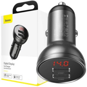 Carregador Isqueiro Duplo USB 24W (Preto) - BASEUS