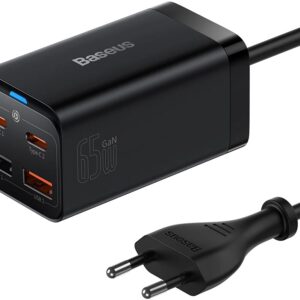 Carregador Quick Charger GaN3 Pro 65W Dual USB-C/USB-A (Preto) - BASEUS